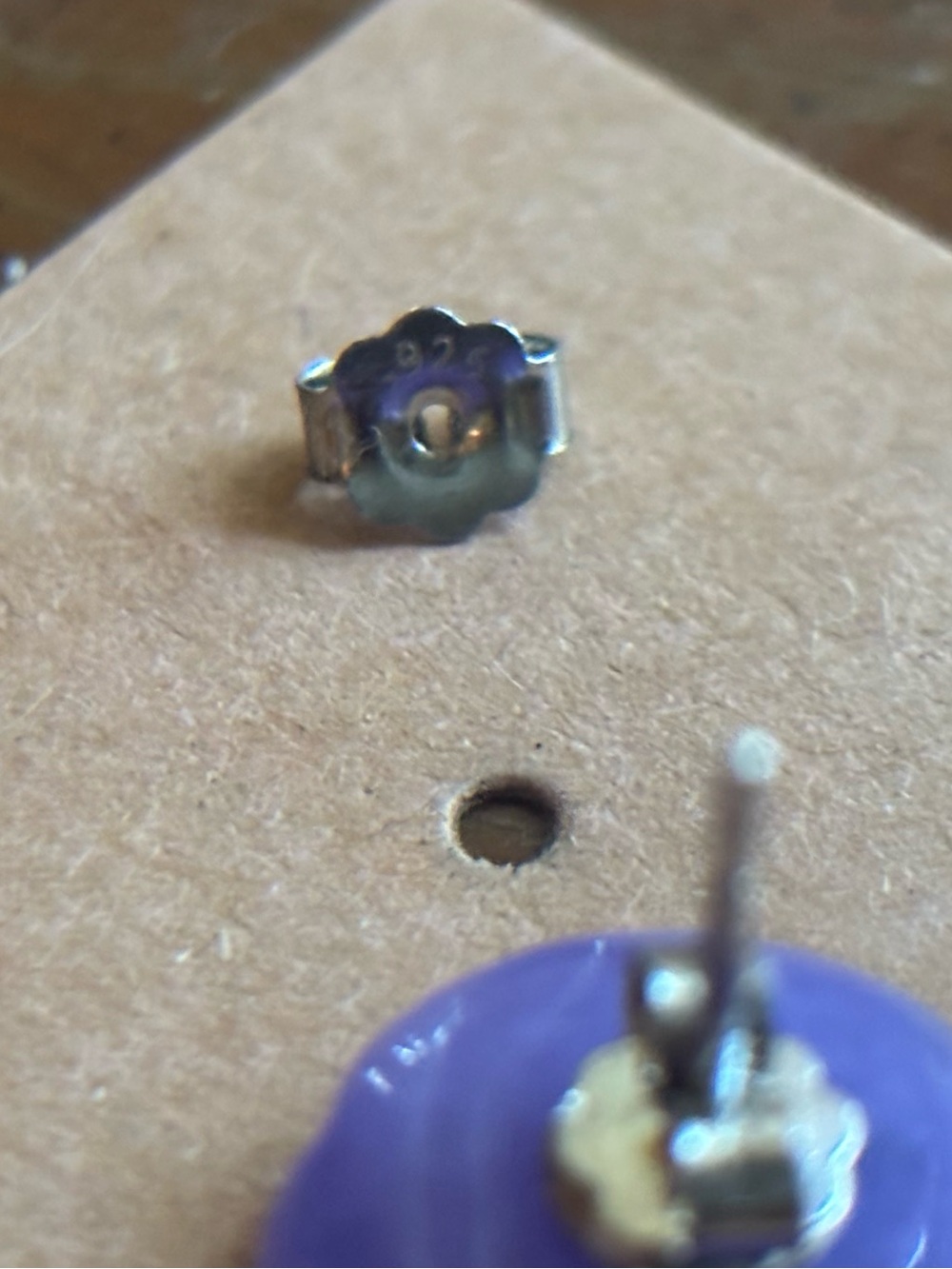 Rose Jade Stud Earrings. With sterling silver backs. - Picture 7 of 9